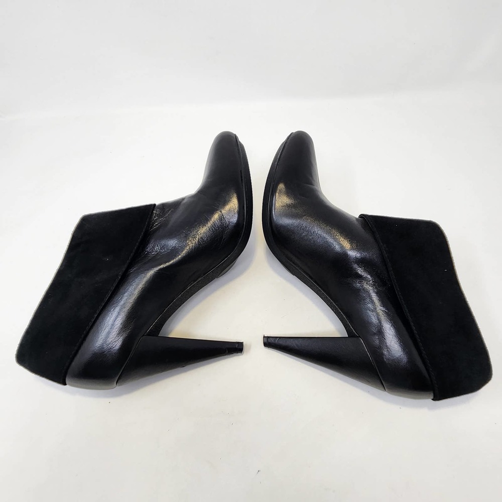 Coach Annika Heeled Ankle Booties Womens 7 B Black Leather Suede Fold Slip On - Picture 10 of 11